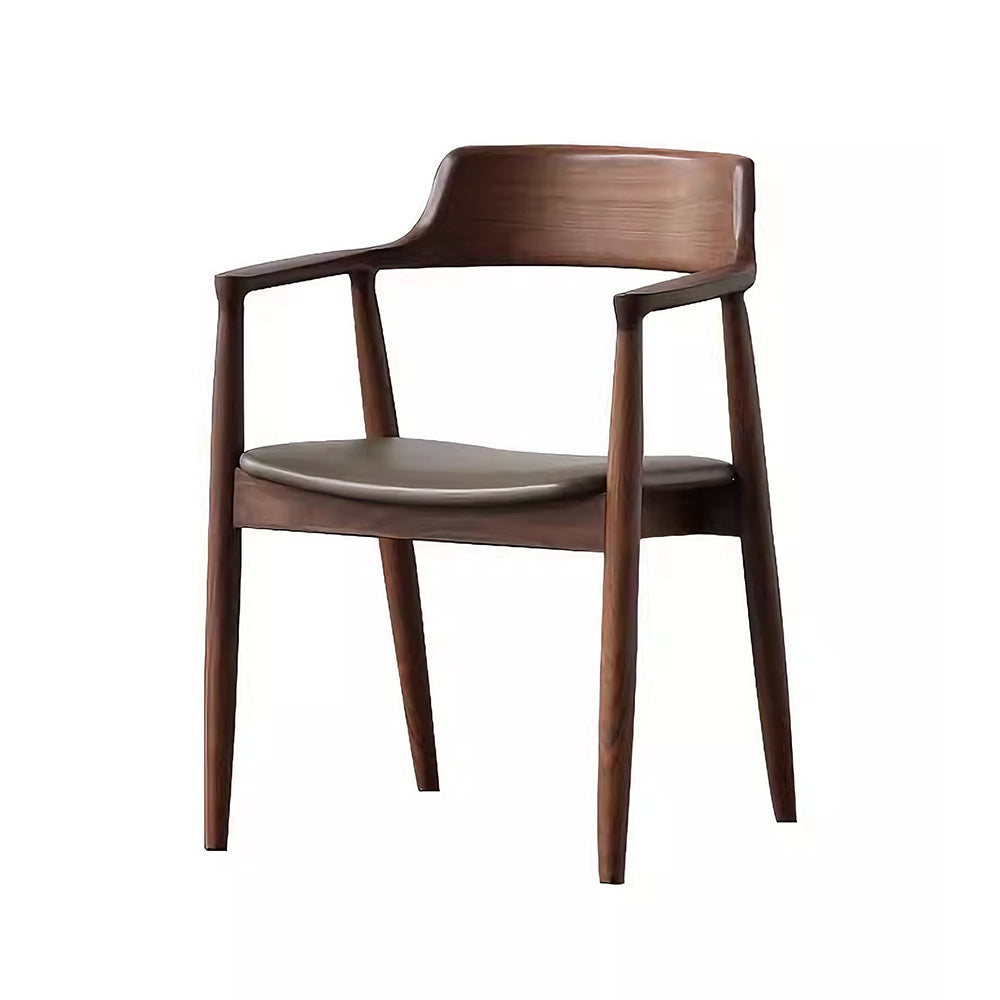 北欧アームチェア｜オイルレザー座面・伝統的ホグ組み｜多色展開インテリア椅子