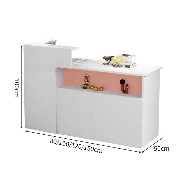 木製受付カウンター｜角丸設計＆収納付きレセプションデスク（カスタマイズ可能）