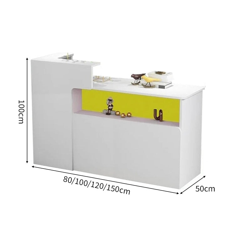 会社用　業務用　収納機能　角丸　木製受付カウンター　レセプションデスク　レジカウンター　受付カウンター　エントランス受付　シンプル　ホワイト　カスタマイズ可能　JDT-C014