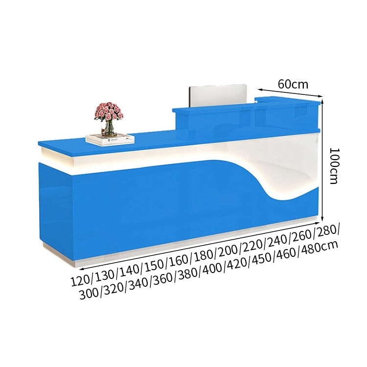 鏡面仕上げ　厚い天板　多様な収納　分類収納　大容量　配線穴キャップ　エコ板材　安全無臭　カウンター　受付台　受付カウンター　おしゃれ　モダン　高級感　ホワイト　カスタマイズ可能　JDT-K059　 
