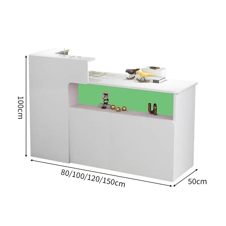 会社用　業務用　収納機能　角丸　木製受付カウンター　レセプションデスク　レジカウンター　受付カウンター　エントランス受付　シンプル　ホワイト　カスタマイズ可能　JDT-C014