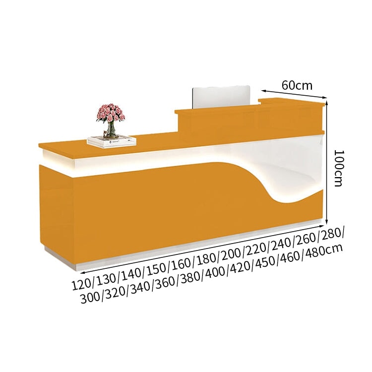 鏡面仕上げ　厚い天板　多様な収納　分類収納　大容量　配線穴キャップ　エコ板材　安全無臭　カウンター　受付台　受付カウンター　おしゃれ　モダン　高級感　ホワイト　カスタマイズ可能　JDT-K059　 