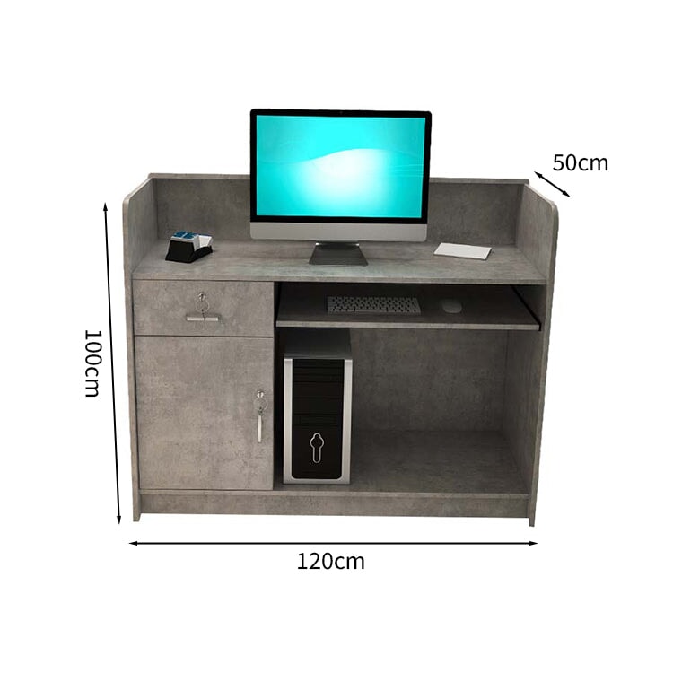 受付カウンター　収納　受付台　レジカウンター　マーブル模様　鍵付き　シリンダー錠　引出し付き　分類収納　シンプル　ホワイト　JDT-M-123