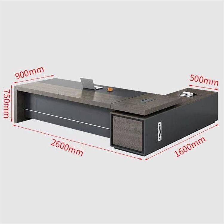 重厚×洗練、空間に品格を与えるブラックオーク役員デスクセット