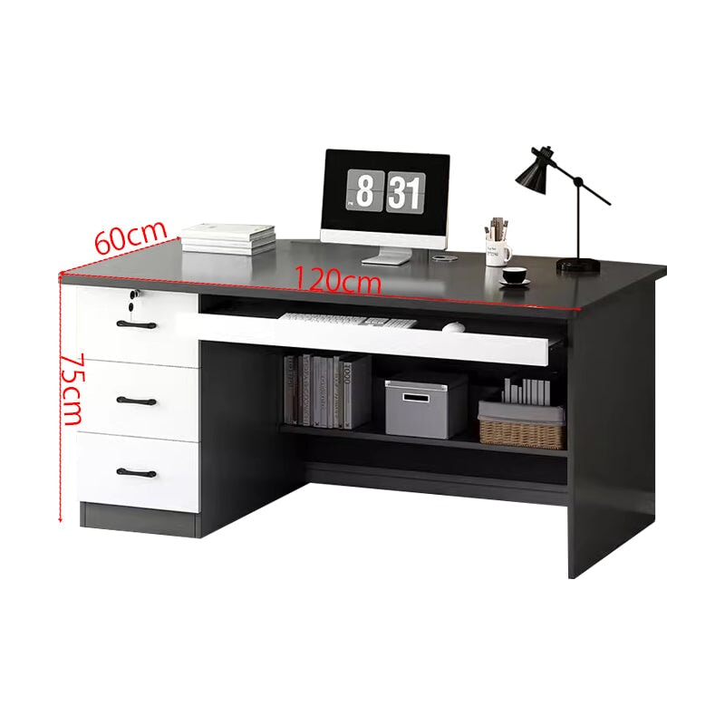 在宅ワーク用　引き出し付き　鍵付き　ＰＣ収納　ワークデスク　天板固定デスク　長方形タイプ　会社用　事務所用　シンプル　BGZ-T045