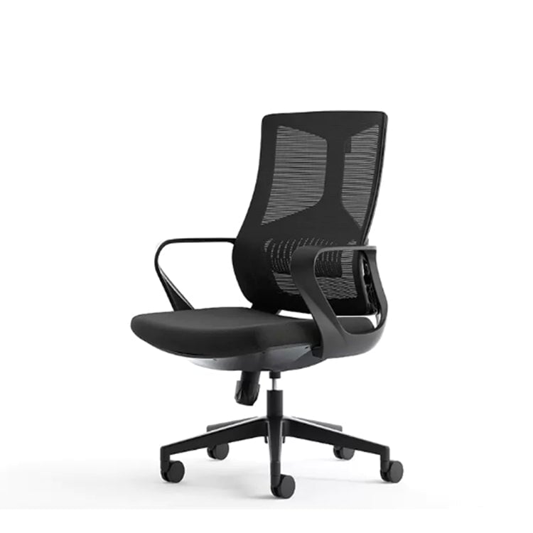 人間工学設計 ランバーサポートチェア｜メッシュ張地×ヘッドレスト付き オフィスチェア（ブラック）