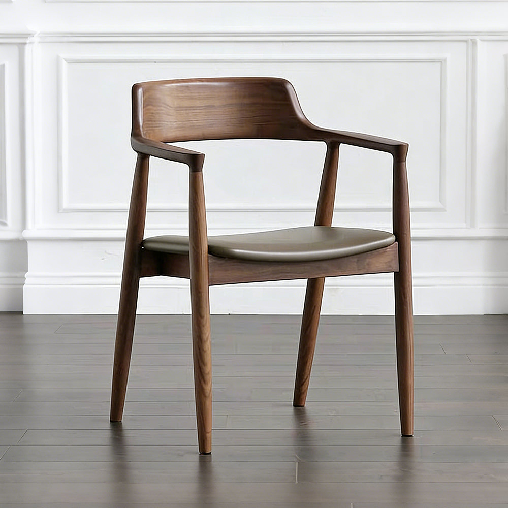 北欧アームチェア｜オイルレザー座面・伝統的ホグ組み｜多色展開インテリア椅子