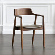 北欧アームチェア｜オイルレザー座面・伝統的ホグ組み｜多色展開インテリア椅子