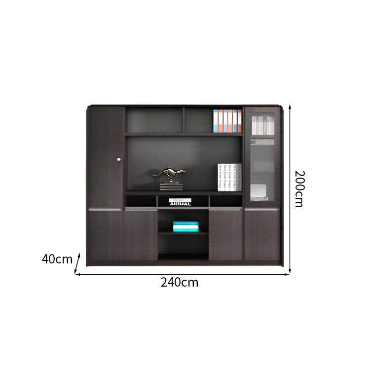 上品なエグゼクティブデスク｜ダブルサイドキャビネット｜三桁ダイヤル錠付き｜PC冷却用通気孔