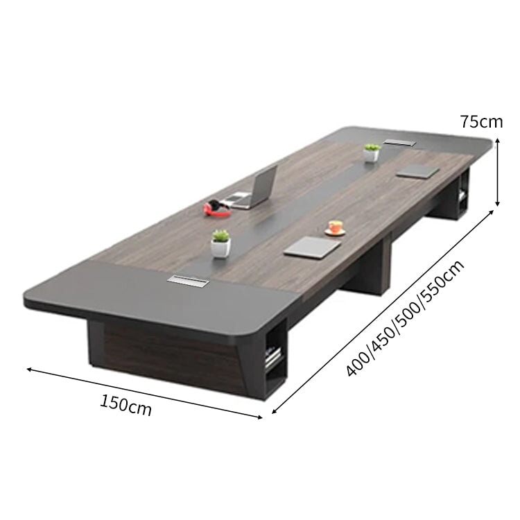 モダンの会議テーブル｜大人数対応｜バイカラーデザイン｜収納付き｜カスタマイズ可能