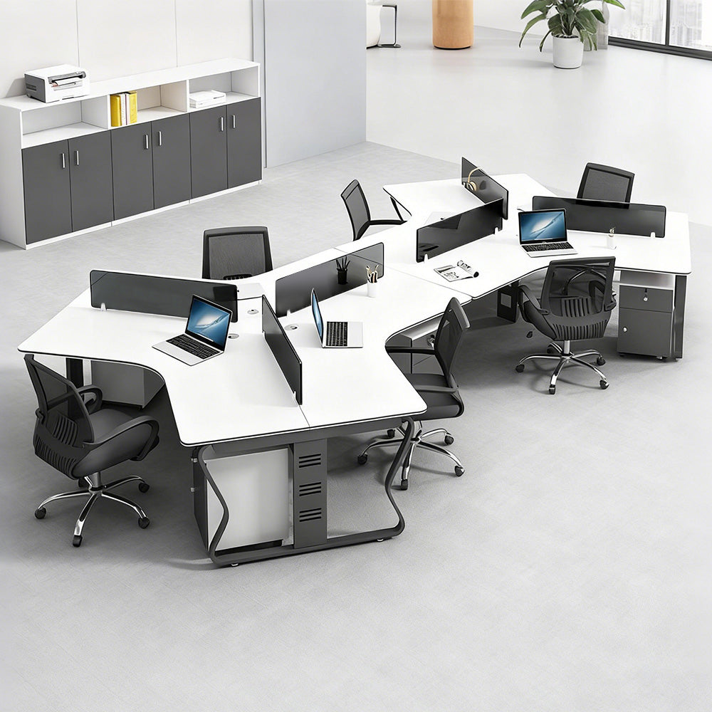 「フレックスライン」異形オフィスデスク｜チーム作業に最適な変形ワークステーション