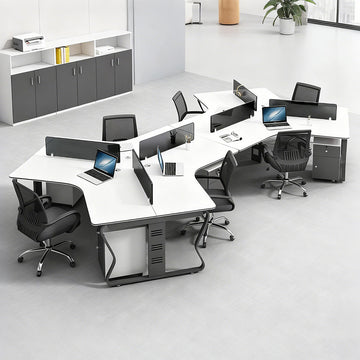 「フレックスライン」異形オフィスデスク｜チーム作業に最適な変形ワークステーション