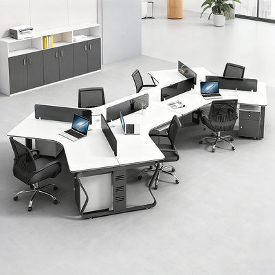 「フレックスライン」異形オフィスデスク｜チーム作業に最適な変形ワークステーション