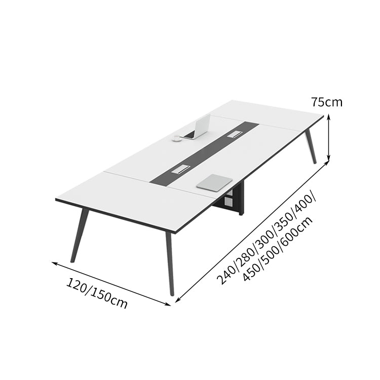 配線穴　エコ板材　厚み　バイカラー　金属脚　八の字構造　安定性　テーブル　会議テーブル　シンプル　洗練　ホワイト　カスタマイズ可能