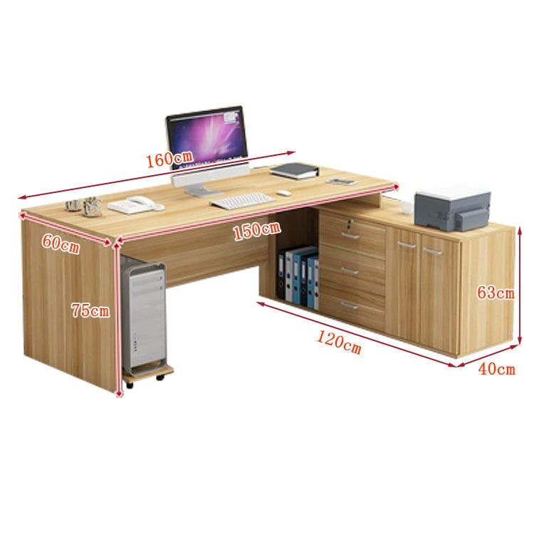 ワークデスク　オフィスデスク　エグゼクティブデスク　事務デスク　サイドキャビネット　オープン収納　扉付き　幕板　引き出し　シンプル　ナチュラル　LBZ-K025 -  