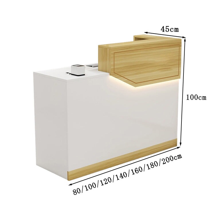 エコ板材　扉付き収納　引き出し　錠付き　上部天板　配線孔　LEDライト　広め　ゆとり　受付カウンター　カウンター　レジ台　すっきり　シンプル　機能的　ホワイト　カスタマイズ可能
