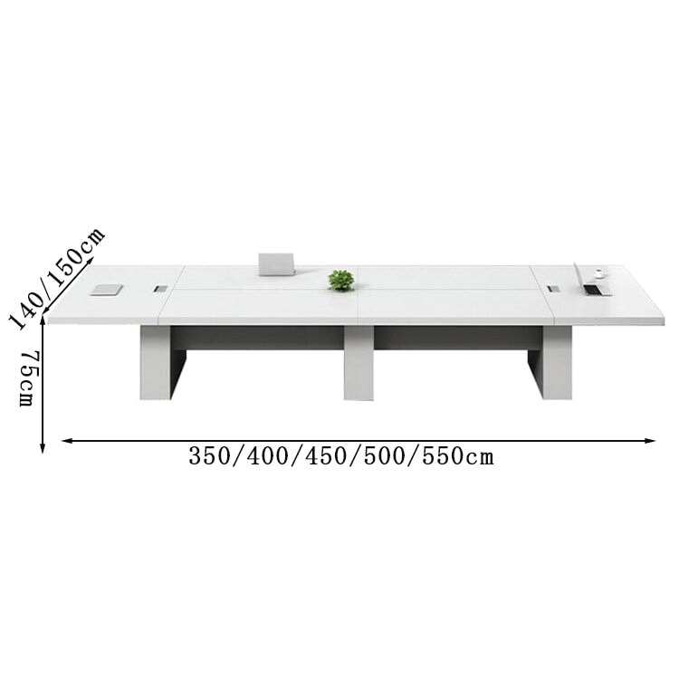 会議テーブル　商談テーブル　大型会議テーブル　ミーティングテーブル　配線ボックス付き　扉付き収納　ホワイト　ナチュラル　カスタマイズ可能　HYZ-105 -  