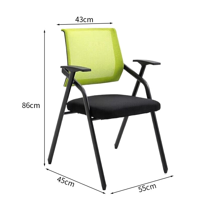 メッシュ生地　通気性　折りたたみ　スタッキング　メモ台　スチールフレーム　チェア　オフィスチェア　会議用　研修会　省スペース　機能的　実用　ブラック　ブルー　BGY-K-044
