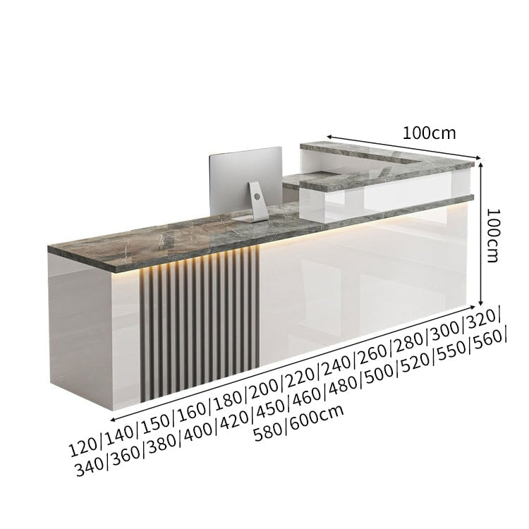 ハイグレード受付 応接カウンター｜鏡面仕上げ×錠付き引き出し×ケーブル配線対応（カスタマイズ可能）