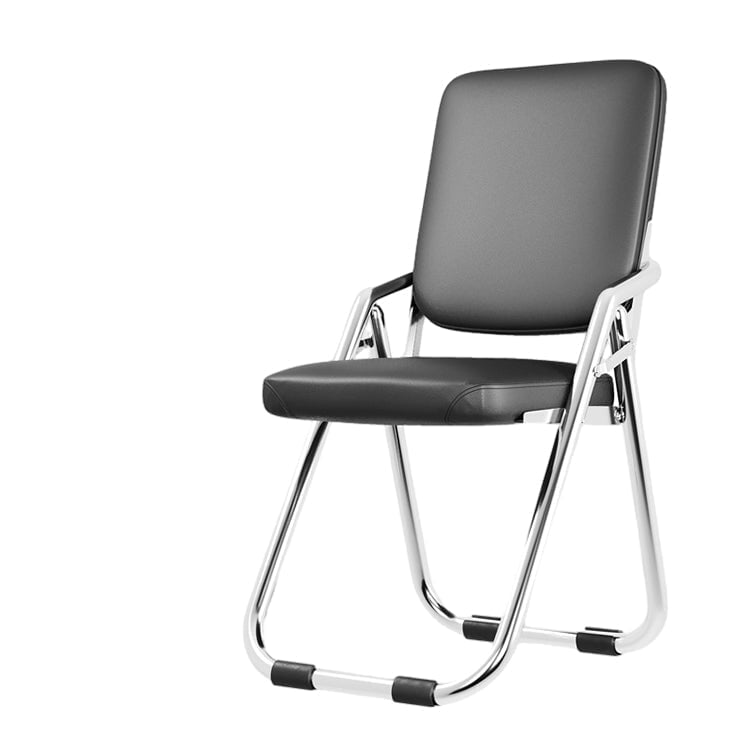 折りたたみ椅子　ワークチェア　オフィスチェア　滑り止めカバー　スチール脚　省スペース収納　高密度ウレタンフォーム　レザー張り　ブラック