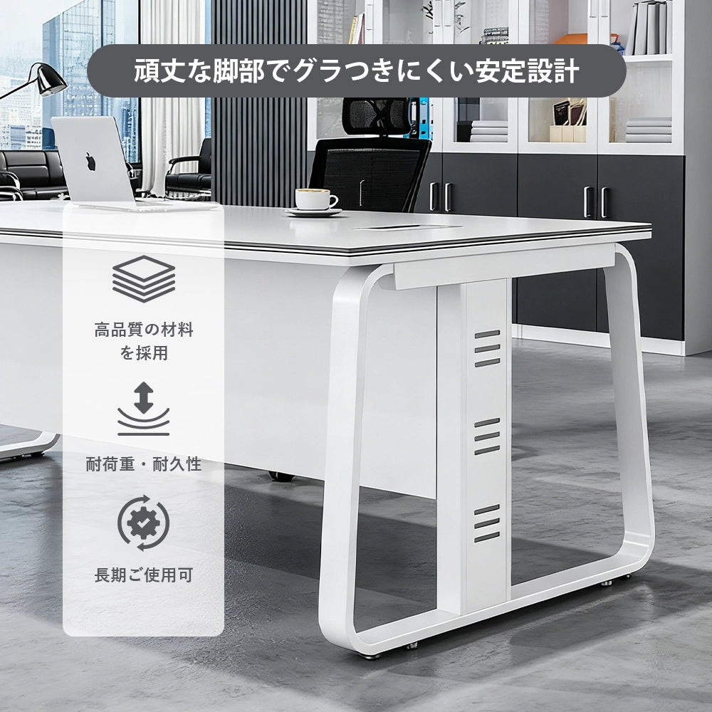 シンプルモダンなエグゼクティブデスク（パーティクルボード製）– 洗練されたデザインと優れた耐久性