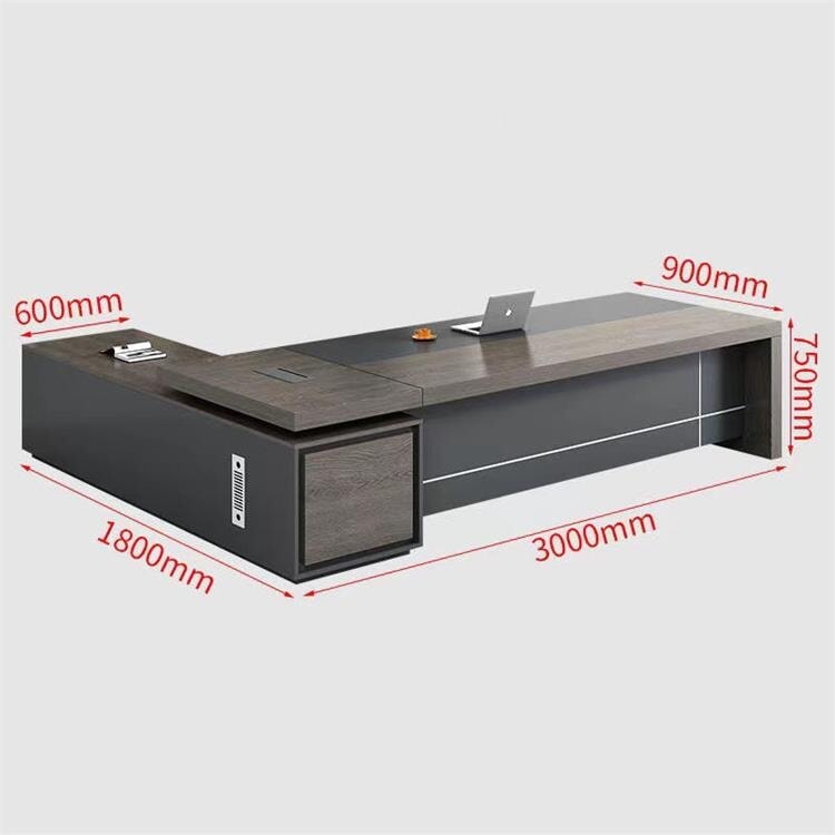 重厚×洗練、空間に品格を与えるブラックオーク役員デスクセット