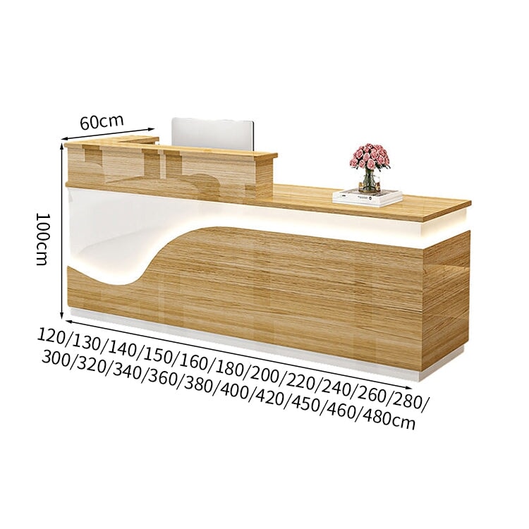 鏡面仕上げ　厚い天板　多様な収納　分類収納　大容量　配線穴キャップ　エコ板材　安全無臭　カウンター　受付台　受付カウンター　おしゃれ　モダン　高級感　ホワイト　カスタマイズ可能　JDT-K059　 