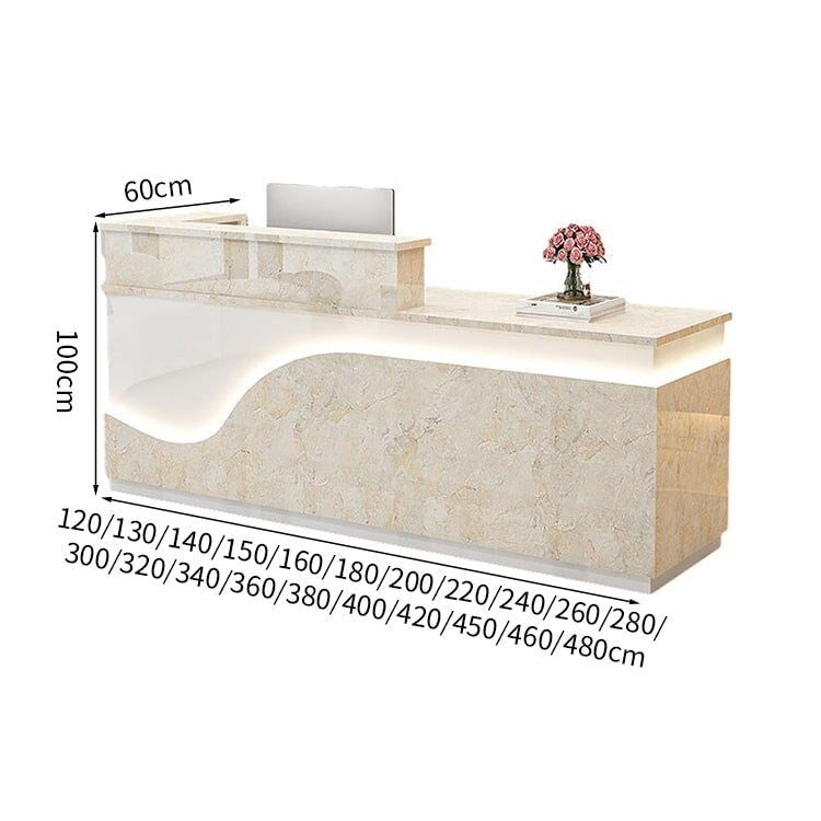 鏡面仕上げ　厚い天板　多様な収納　分類収納　大容量　配線穴キャップ　エコ板材　安全無臭　カウンター　受付台　受付カウンター　おしゃれ　モダン　高級感　ホワイト　カスタマイズ可能　JDT-K059　 