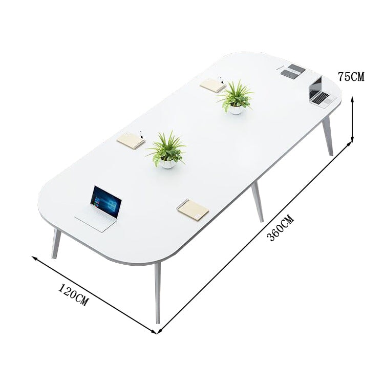 会議テーブル　ミーティングテーブル　商談テーブル　会議机　テーブル　丸み　炭素鋼フレーム　シンプル　ホワイト　ウォールナット　 