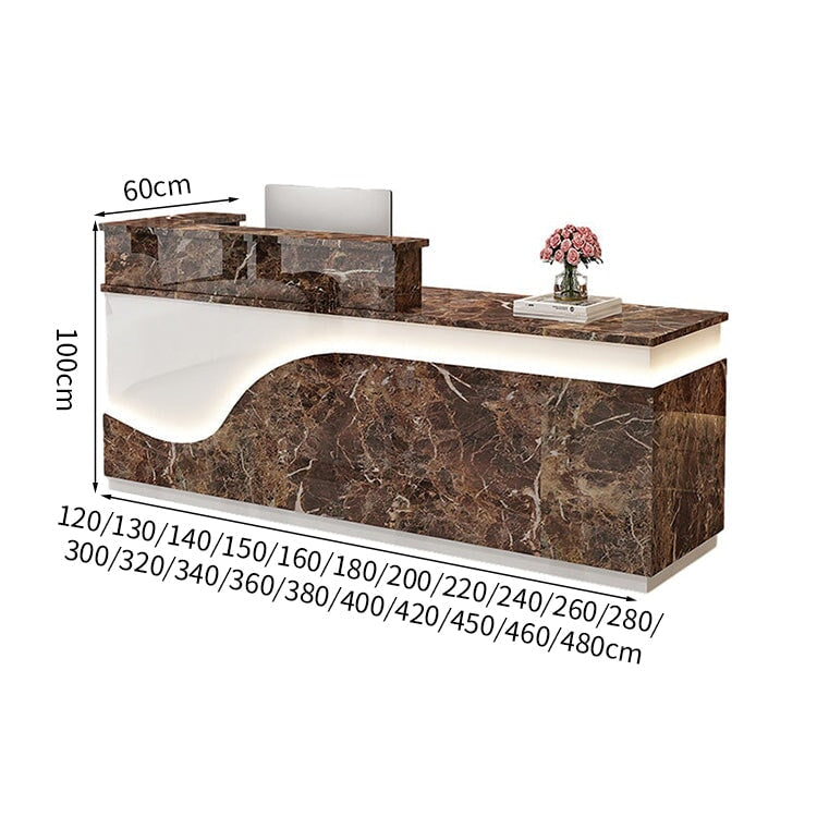 鏡面仕上げ　厚い天板　多様な収納　分類収納　大容量　配線穴キャップ　エコ板材　安全無臭　カウンター　受付台　受付カウンター　おしゃれ　モダン　高級感　ホワイト　カスタマイズ可能　JDT-K059　 