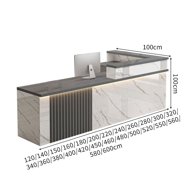 ハイグレード受付 応接カウンター｜鏡面仕上げ×錠付き引き出し×ケーブル配線対応（カスタマイズ可能）