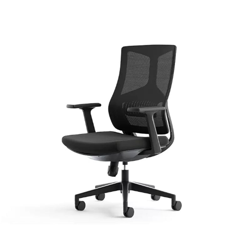 人間工学設計 ランバーサポートチェア｜メッシュ張地×ヘッドレスト付き オフィスチェア（ブラック）