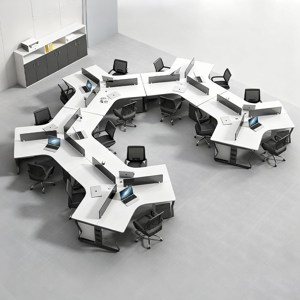 「フレックスライン」異形オフィスデスク｜チーム作業に最適な変形ワークステーション