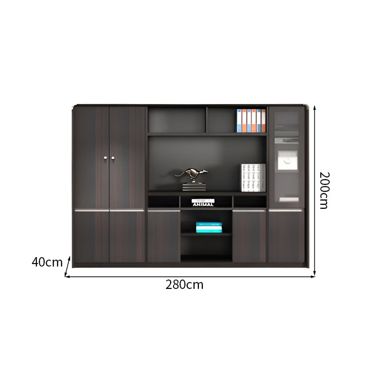 上品なエグゼクティブデスク｜ダブルサイドキャビネット｜三桁ダイヤル錠付き｜PC冷却用通気孔