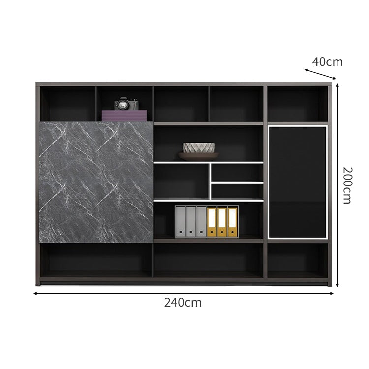 配線ボークス　PC用通気口　大容量収納　エグゼクティブデスク　役員デスク　社長机　事務机　ワークデスク　収納棚　マーブル模様　おしゃれ　ブラック　LBZ-C132　  