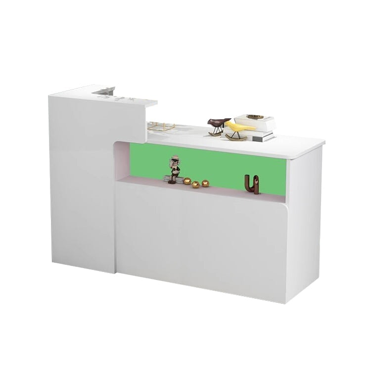 会社用　業務用　収納機能　角丸　木製受付カウンター　レセプションデスク　レジカウンター　受付カウンター　エントランス受付　シンプル　ホワイト　カスタマイズ可能　JDT-C014　