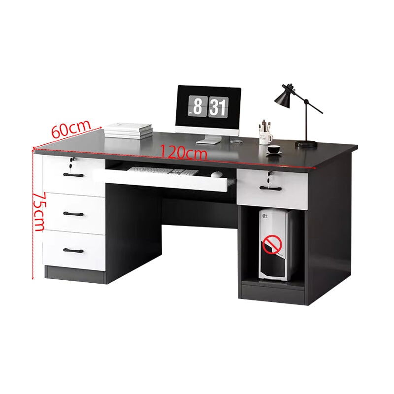 在宅ワーク用　引き出し付き　鍵付き　ＰＣ収納　ワークデスク　天板固定デスク　長方形タイプ　会社用　事務所用　シンプル　BGZ-T045