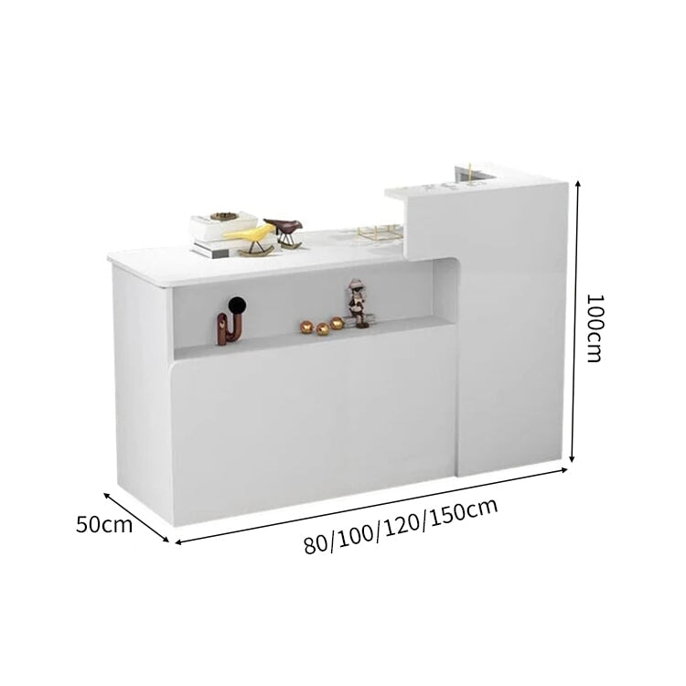 会社用　業務用　収納機能　角丸　木製受付カウンター　レセプションデスク　レジカウンター　受付カウンター　エントランス受付　シンプル　ホワイト　カスタマイズ可能　JDT-C014