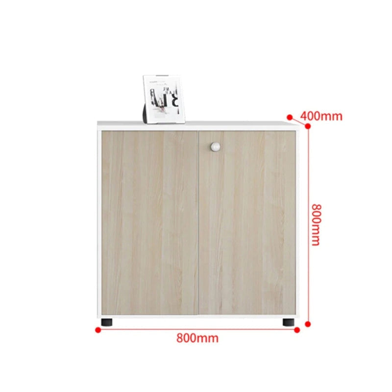 シンプル木製収納キャビネット｜エコ合板製オフィス書庫（3点セット対応）