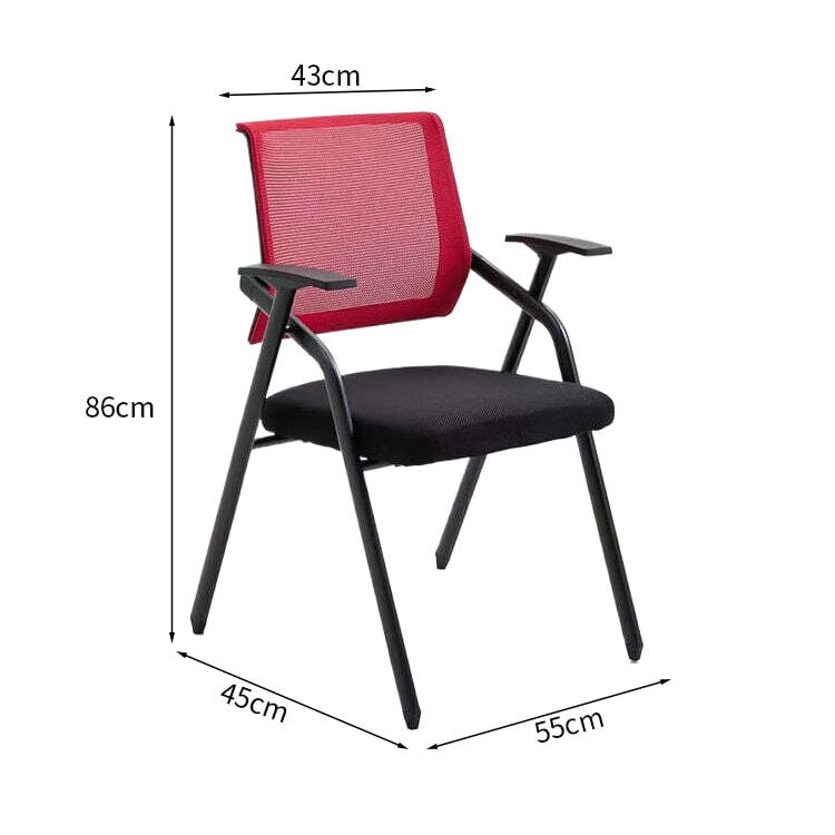 メッシュ生地　通気性　折りたたみ　スタッキング　メモ台　スチールフレーム　チェア　オフィスチェア　会議用　研修会　省スペース　機能的　実用　ブラック　ブルー　BGY-K-044