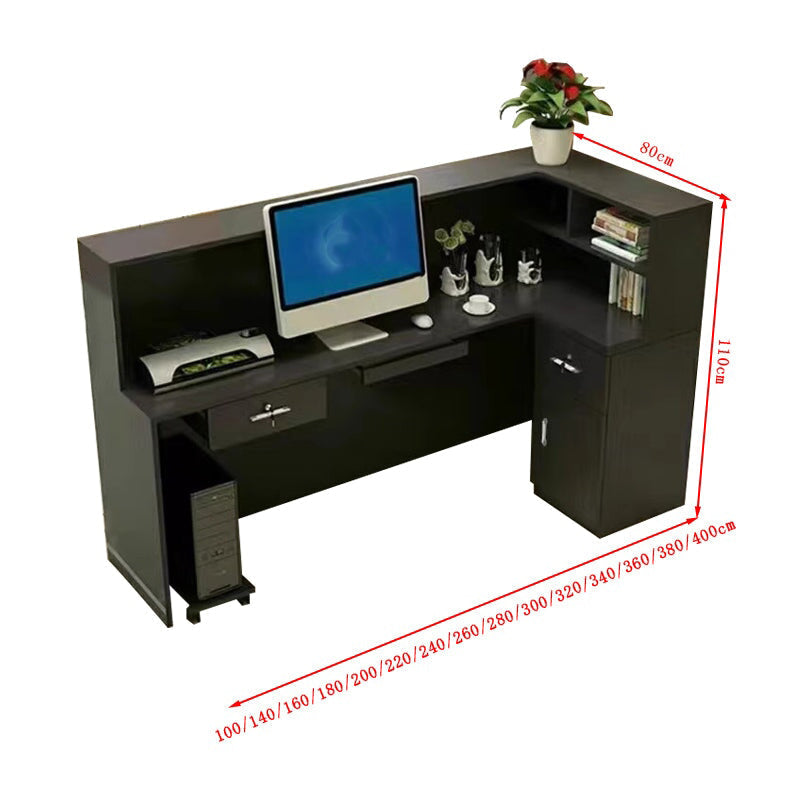 モダン受付カウンター｜アルミ合金×メラミン木製｜幅300cmまで対応