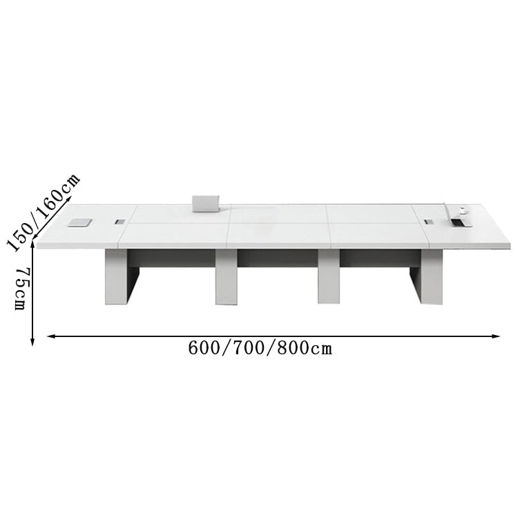 会議テーブル　商談テーブル　大型会議テーブル　ミーティングテーブル　配線ボックス付き　扉付き収納　ホワイト　ナチュラル　カスタマイズ可能　HYZ-105 -  