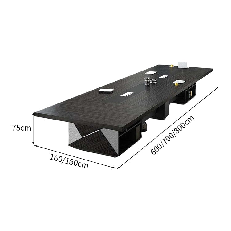 幅広　ゆとり　分厚い天板　収納　配線ボックス　補強パネル　安定性　会議テーブル　ミーティング　テーブル　重厚感　格調　機能性　ブラック　カスタマイズ可能　HYZ-K-106