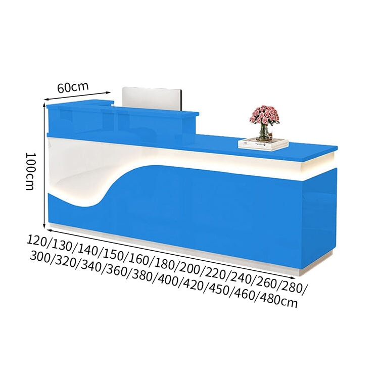 鏡面仕上げ　厚い天板　多様な収納　分類収納　大容量　配線穴キャップ　エコ板材　安全無臭　カウンター　受付台　受付カウンター　おしゃれ　モダン　高級感　ホワイト　カスタマイズ可能　JDT-K059　 