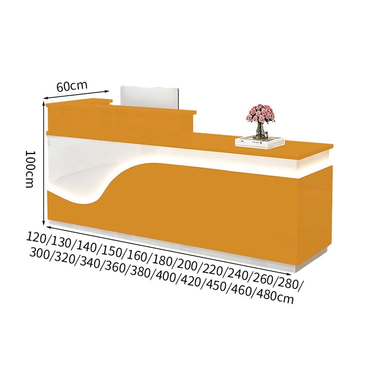 鏡面仕上げ　厚い天板　多様な収納　分類収納　大容量　配線穴キャップ　エコ板材　安全無臭　カウンター　受付台　受付カウンター　おしゃれ　モダン　高級感　ホワイト　カスタマイズ可能　JDT-K059　 