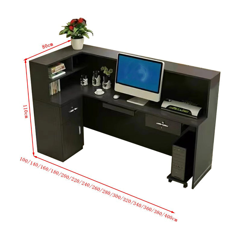 モダン受付カウンター｜アルミ合金×メラミン木製｜幅300cmまで対応