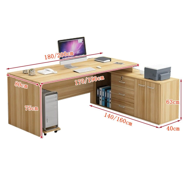 ワークデスク　オフィスデスク　エグゼクティブデスク　事務デスク　サイドキャビネット　オープン収納　扉付き　幕板　引き出し　シンプル　ナチュラル　LBZ-K025 -  