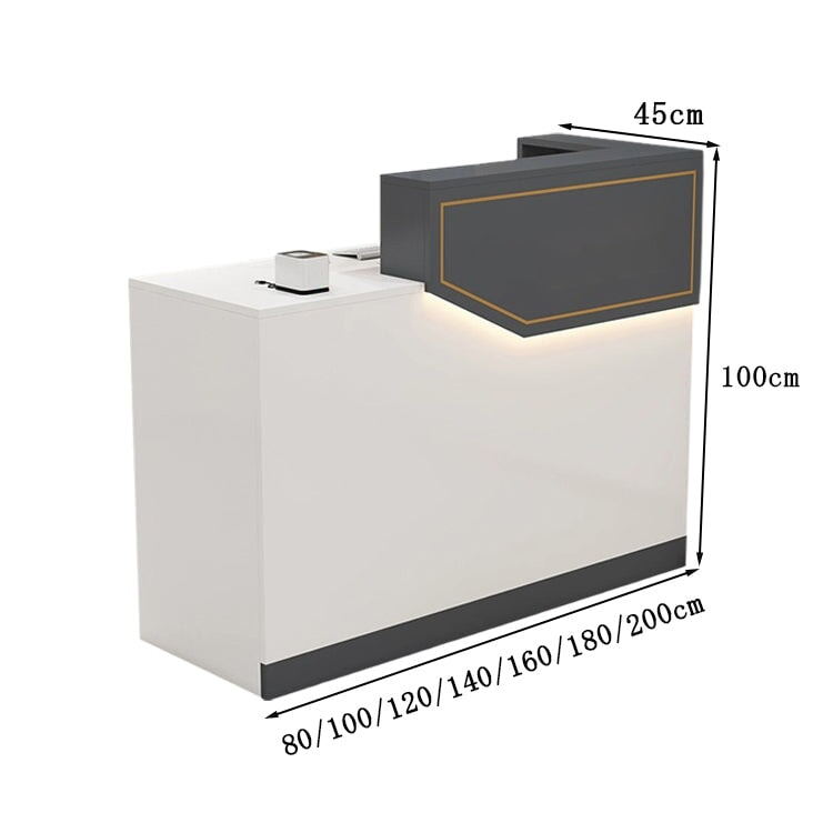 エコ板材　扉付き収納　引き出し　錠付き　上部天板　配線孔　LEDライト　広め　ゆとり　受付カウンター　カウンター　レジ台　すっきり　シンプル　機能的　ホワイト　カスタマイズ可能