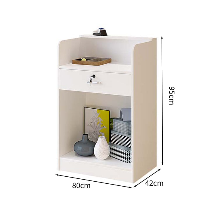受付カウンター　収納　受付台　レジカウンター　マーブル模様　鍵付き　シリンダー錠　引出し付き　分類収納　シンプル　ホワイト　JDT-M-123