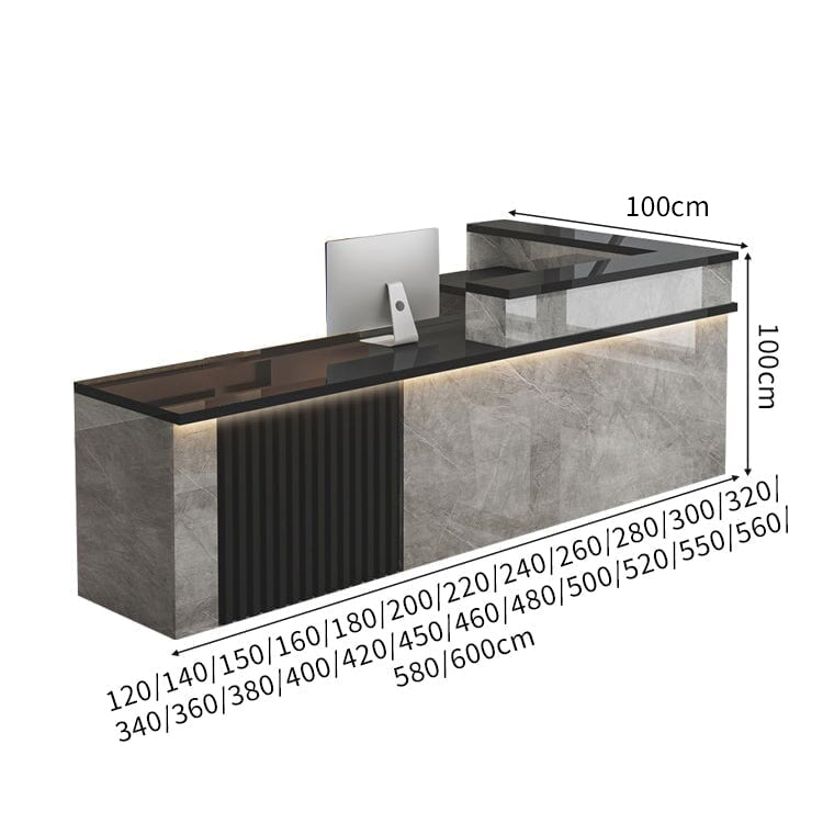ハイグレード受付 応接カウンター｜鏡面仕上げ×錠付き引き出し×ケーブル配線対応（カスタマイズ可能）